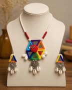 Navrang Cowrie Charm Statement Necklace Set