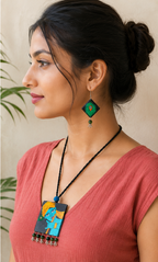 Mor Mukut Madhav Handpainted Necklace Set