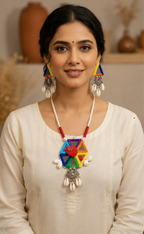 Navrang Cowrie Charm Statement Necklace Set