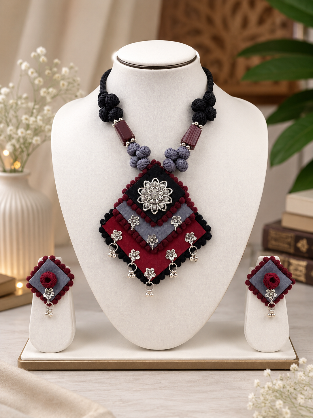Vastra Black And Maroon Bloom Collection