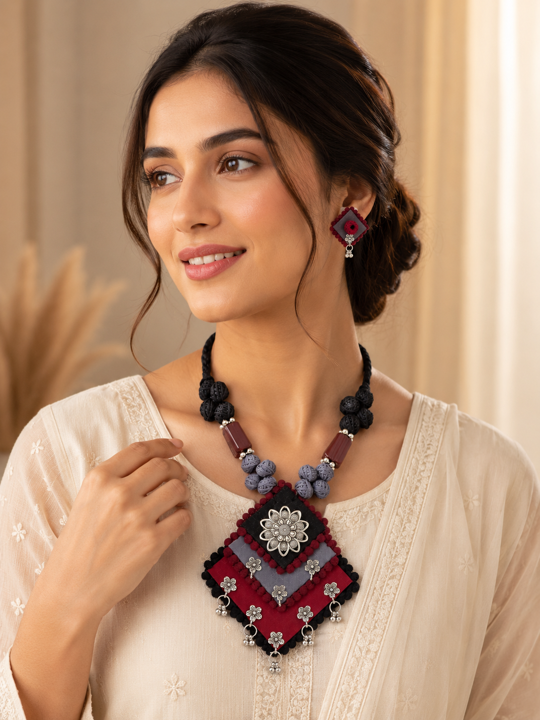 Vastra Black And Maroon Bloom Collection