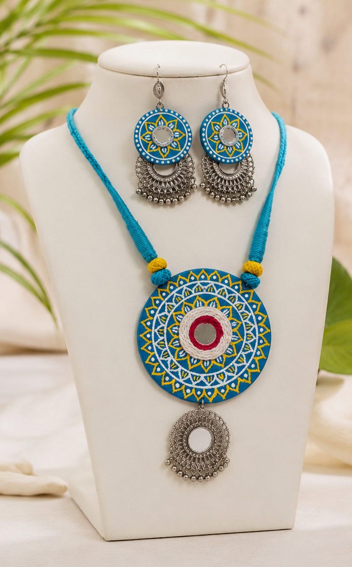 Neelambara Mandala Mirror Necklace Set