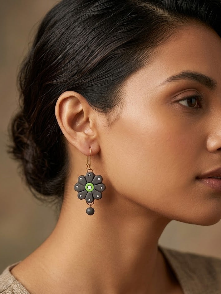 Olive Bloom Handmade Floral Earrings