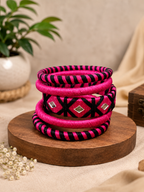 Pink Surya Rang Threadwork Bangle Set