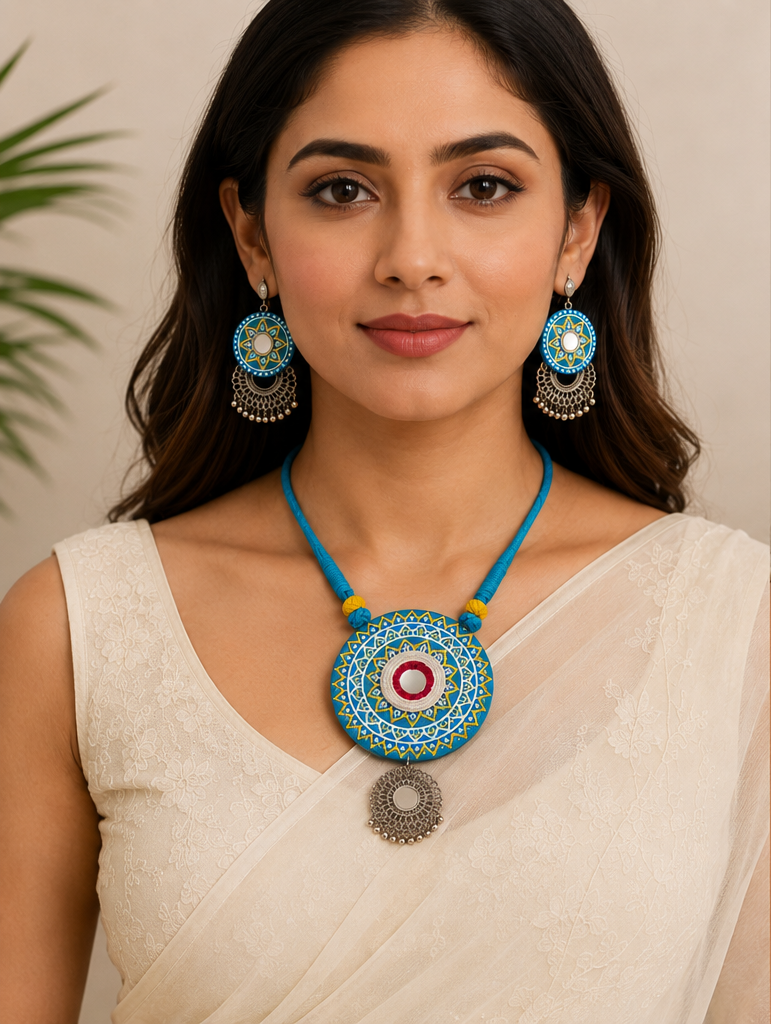 Neelambara Mandala Mirror Necklace Set
