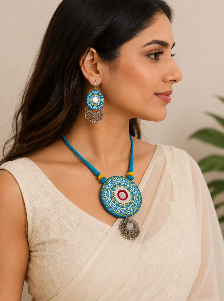Neelambara Mandala Mirror Necklace Set
