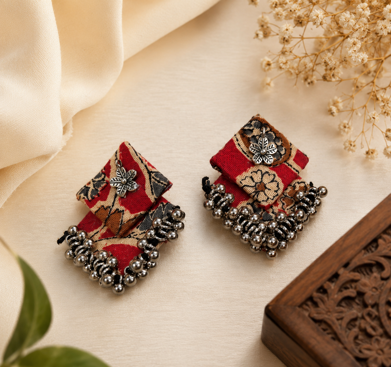 Aabha Fabric Ghungroo Statement Earrings