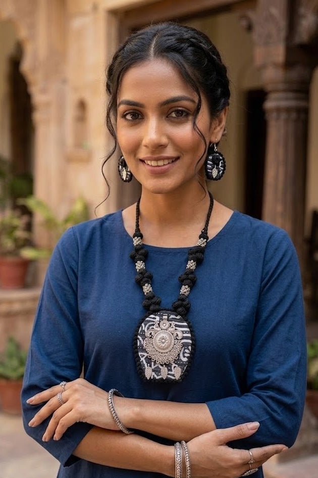 Folk Style Fabric Jewelry Set