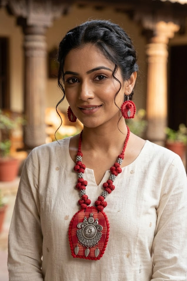 Folk Style Fabric Jewelry Set