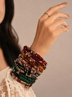 Bell Charm Fabric Bangle Set