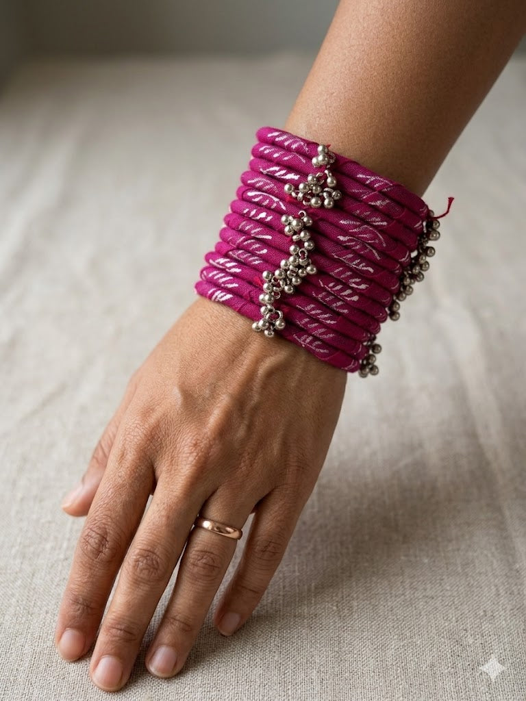 Fabric Ghungroo Bangle Set