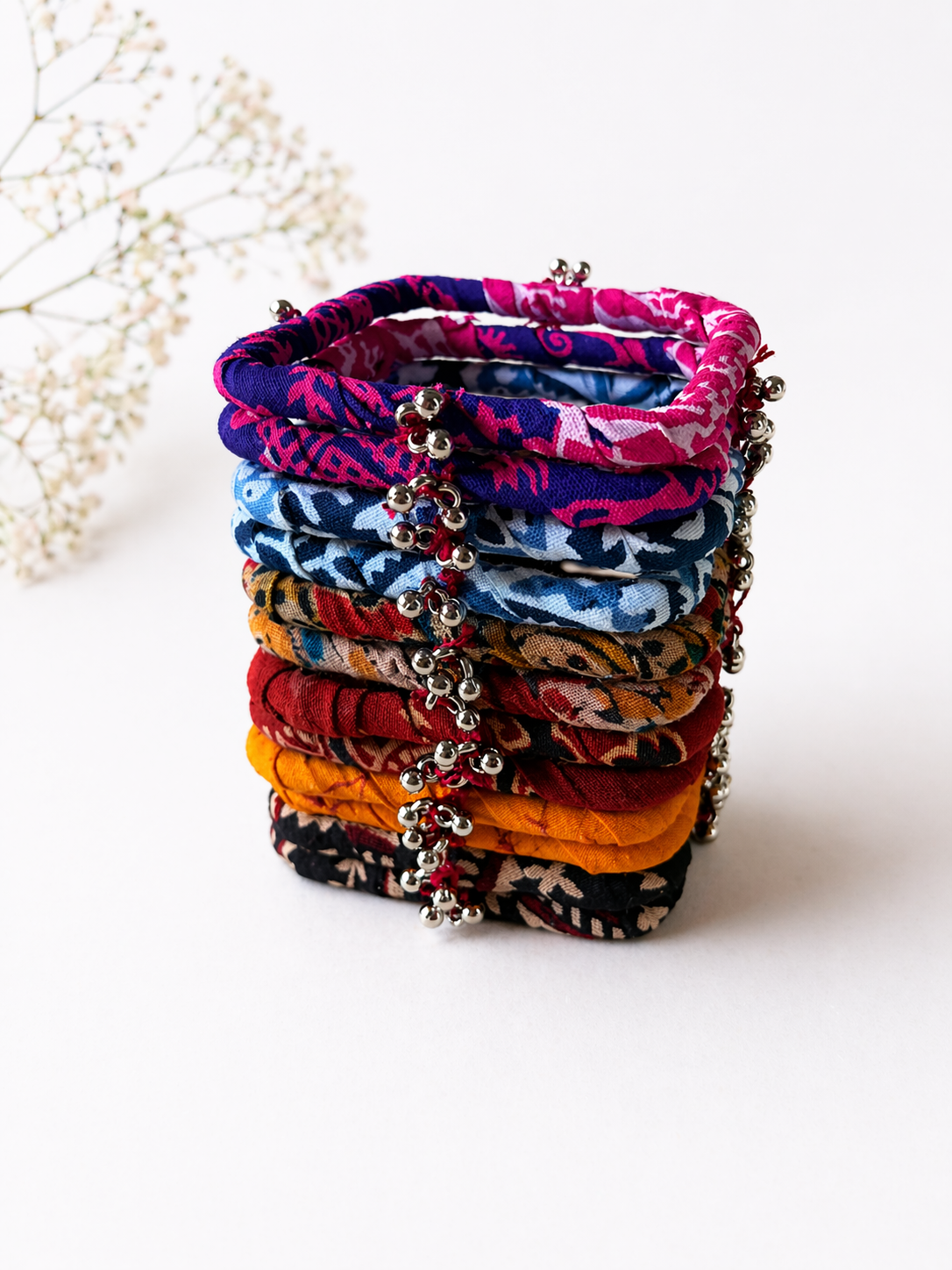 Fabric Ghungroo Bangle Set