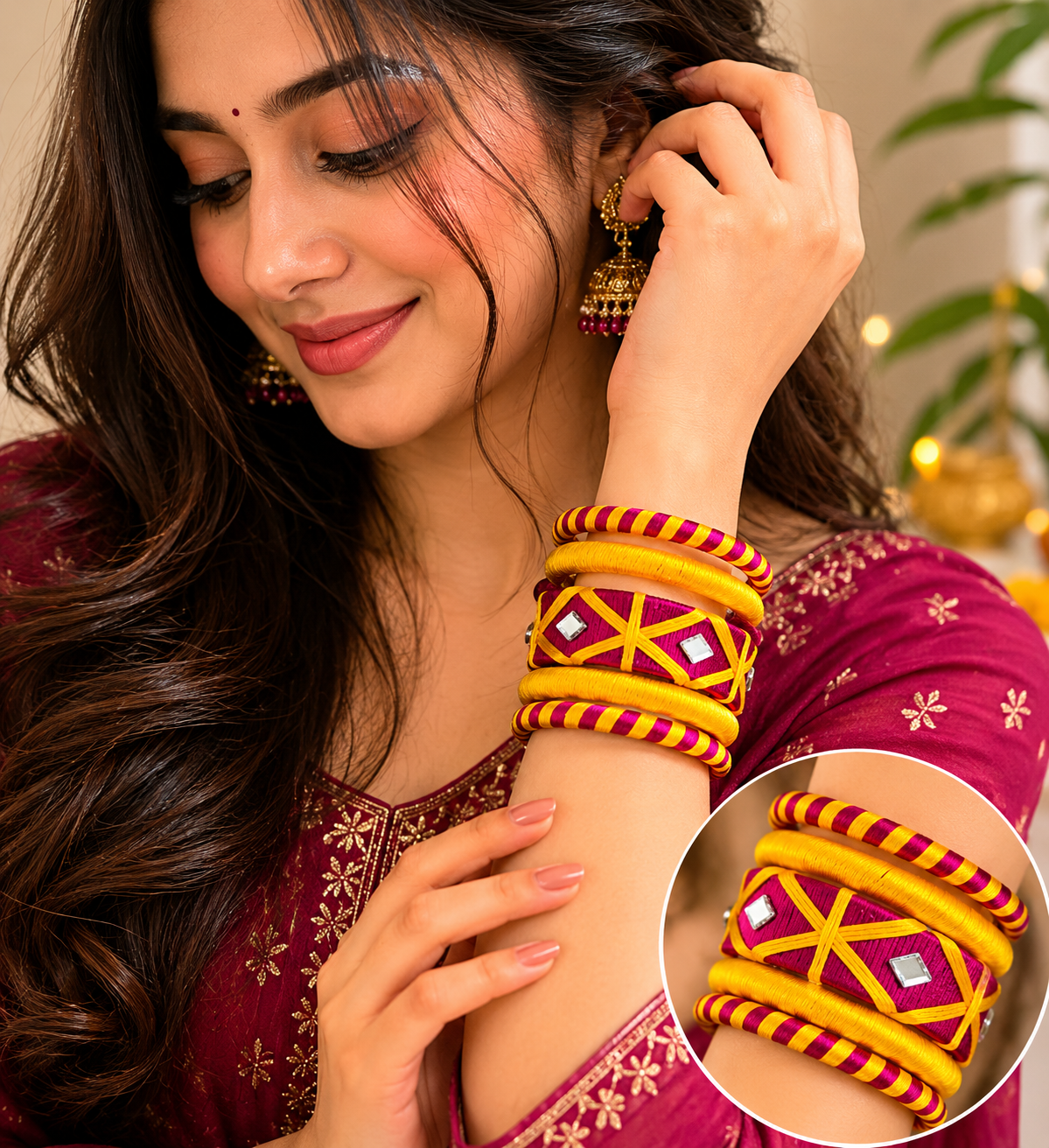 Mirror Weave Thread Bangle Set
