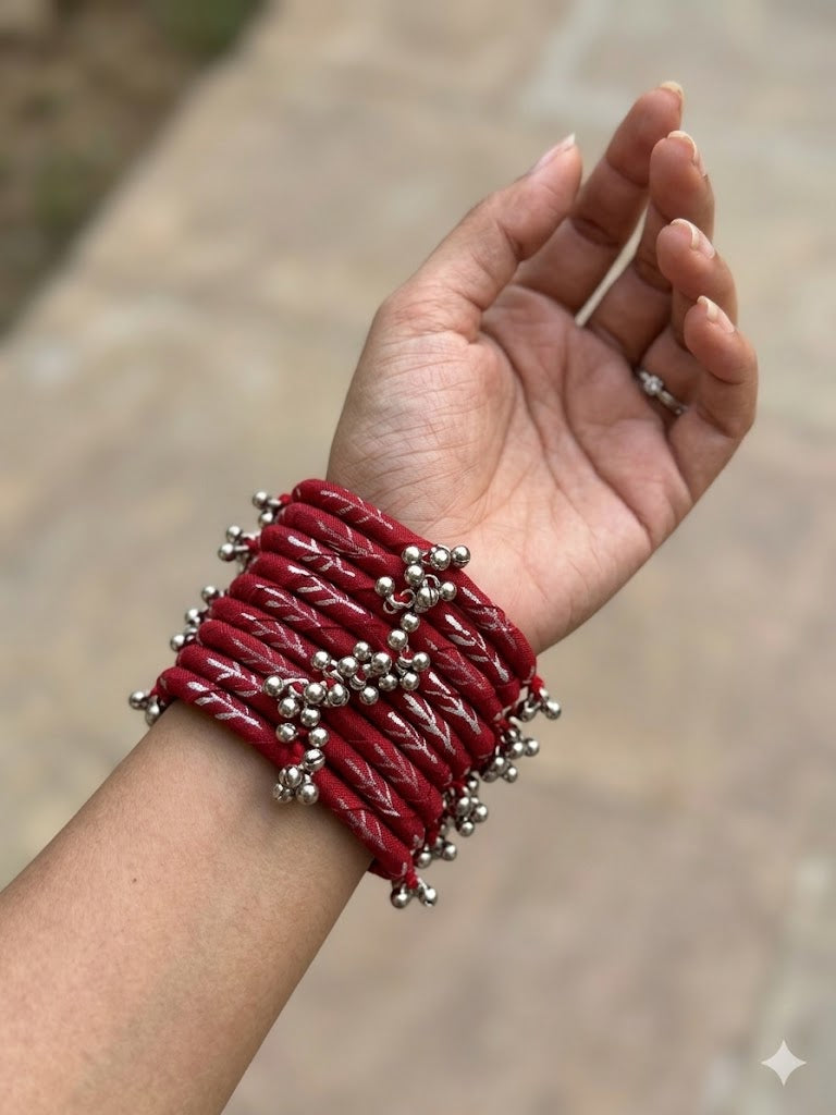 Fabric Ghungroo Bangle Set
