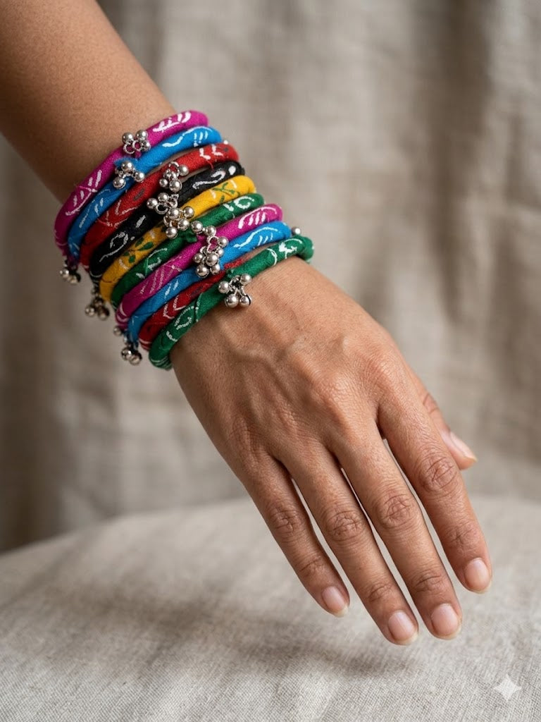 Fabric Ghungroo Bangle Set