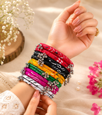 Bell Charm Fabric Bangle Set