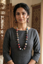 Handcrafted Fabric Bead Necklace Set