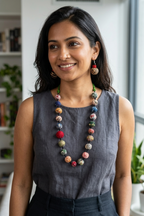 Handcrafted Fabric Bead Necklace Set