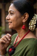 Floral Handcrafted Fabric Bead Necklace Set