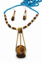 Bamboo Beaded Pendant Necklace Set