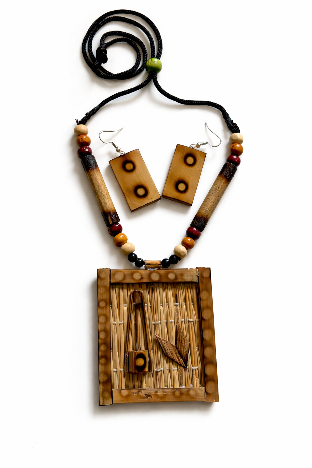Bamboo Necklace & Earrings Set