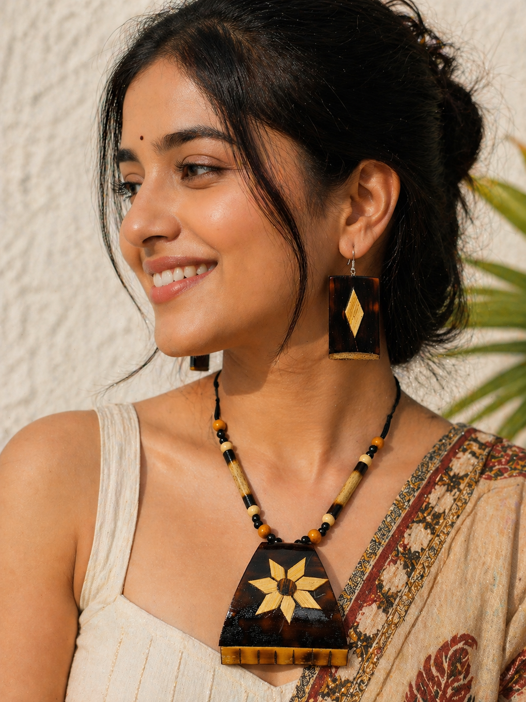Rustic Bamboo Necklace Set