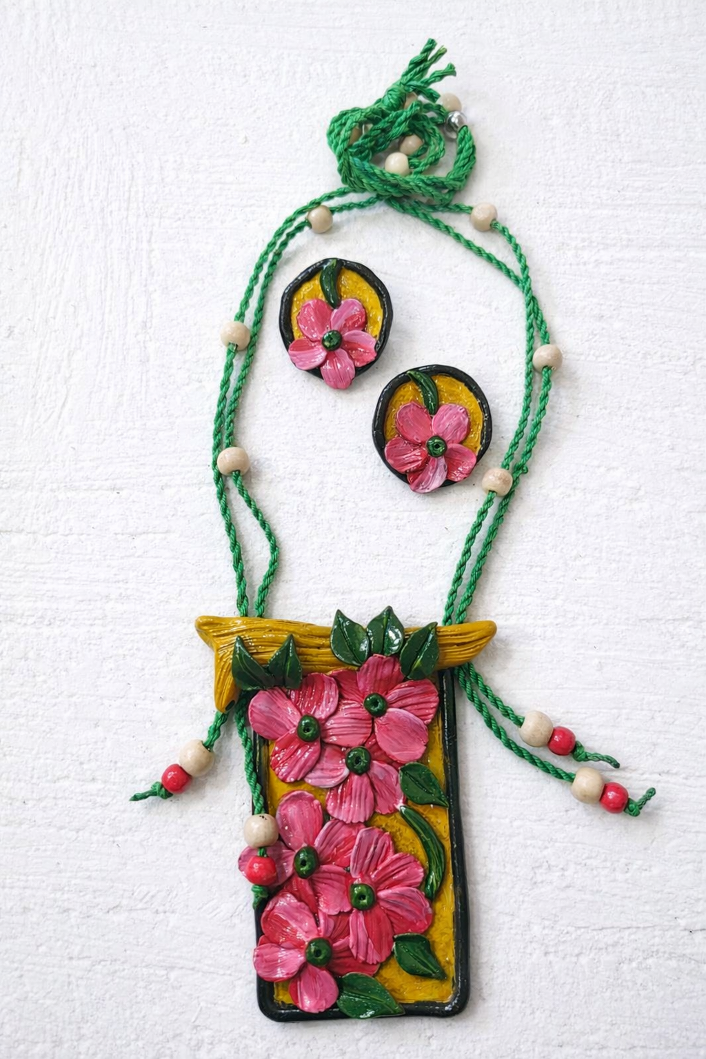Clay Floral Necklace Set