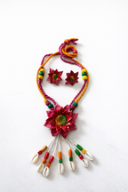 Lotus Clay Necklace Set with Cowrie Shell