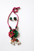 Clay Lotus Bloom Necklace & Earring Set