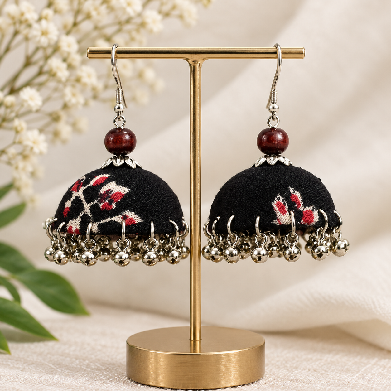 Bloom Mist Fabric Jhumka Earrings