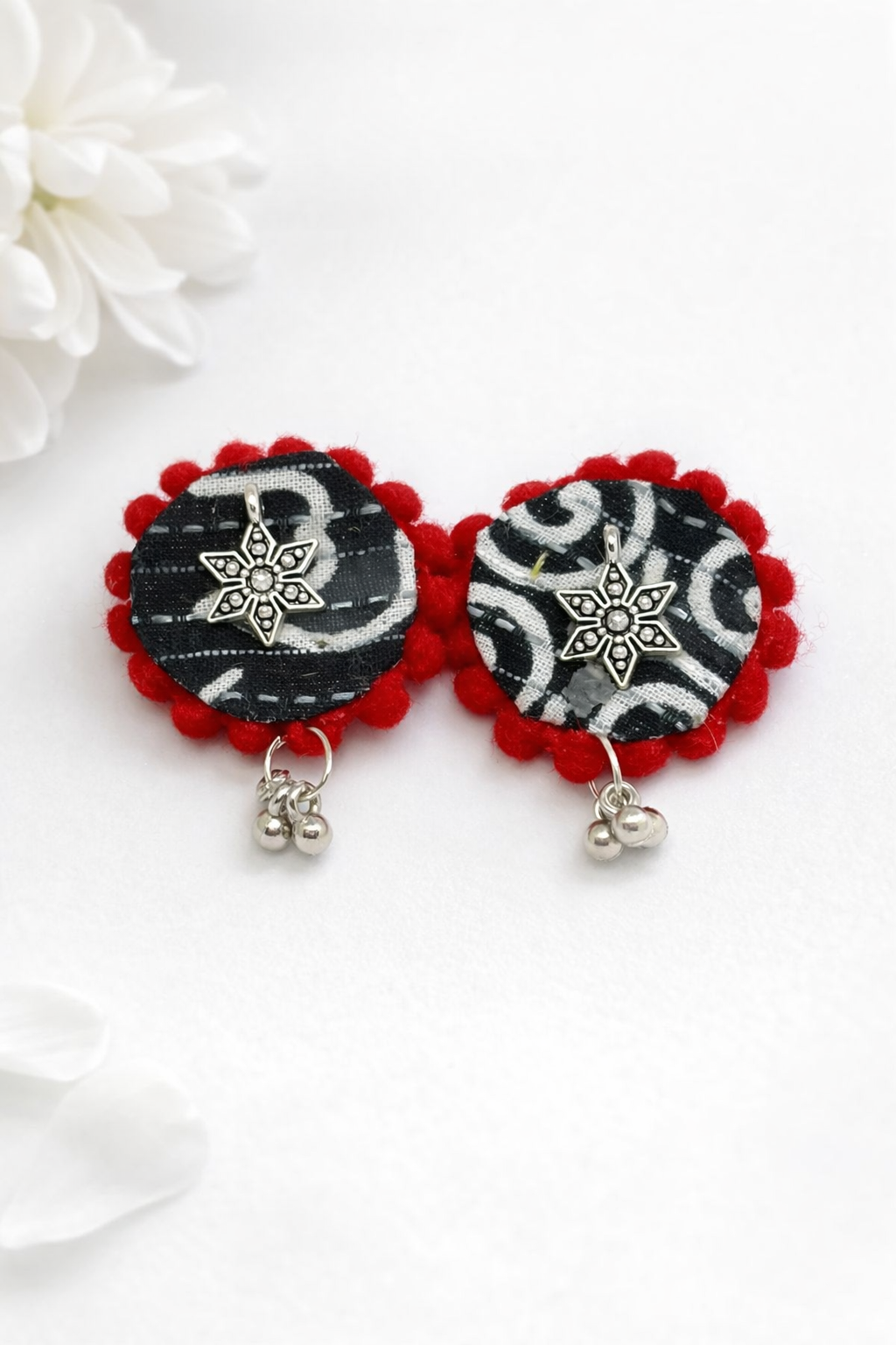 Fabric Round Mandala Earrings