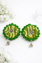 Fabric Round Shape Flower Earrings