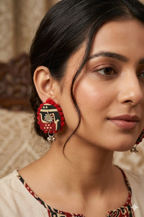Ajrak U Shaped Earrings