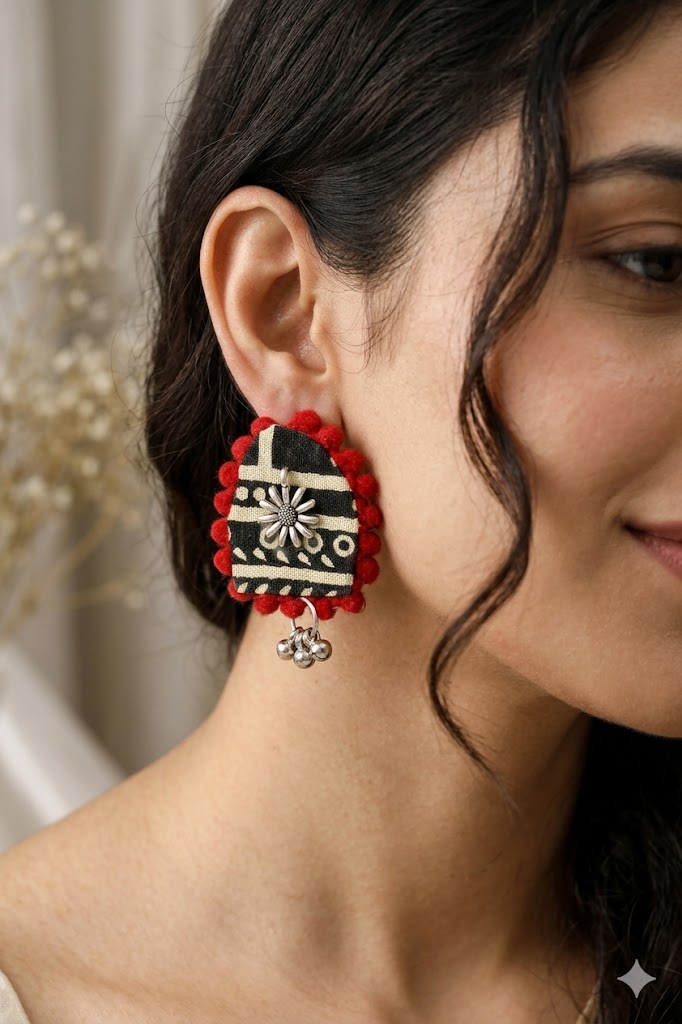 Ajrak U Shaped Earrings
