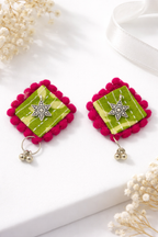Fabric Diamond Mandala Earrings