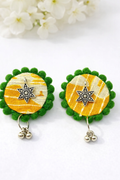 Fabric Round Mandala Earrings