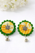 Fabric Round Mandala Earrings