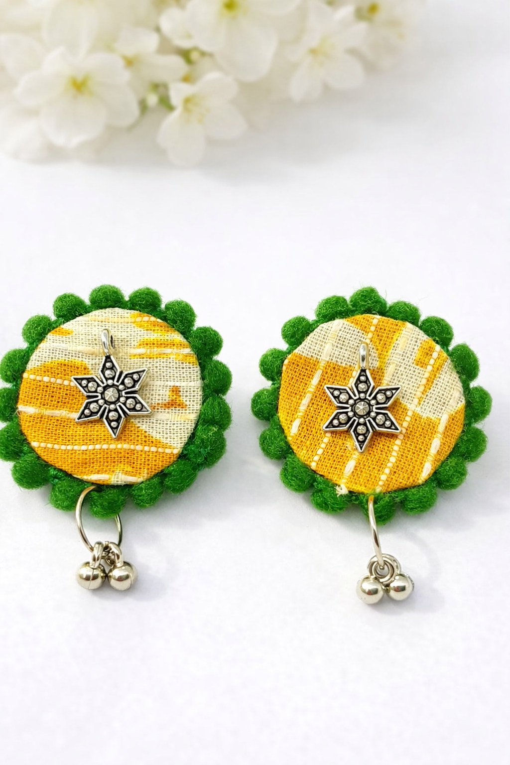 Fabric Round Mandala Earrings