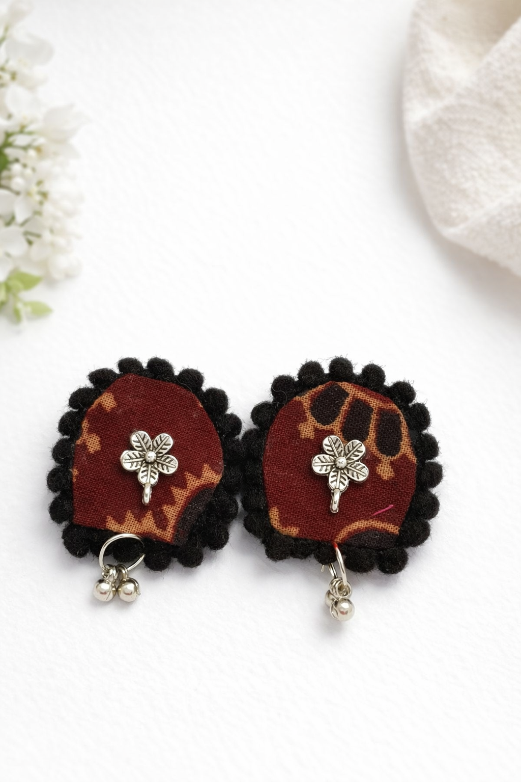 Ajrak U Shaped Earrings
