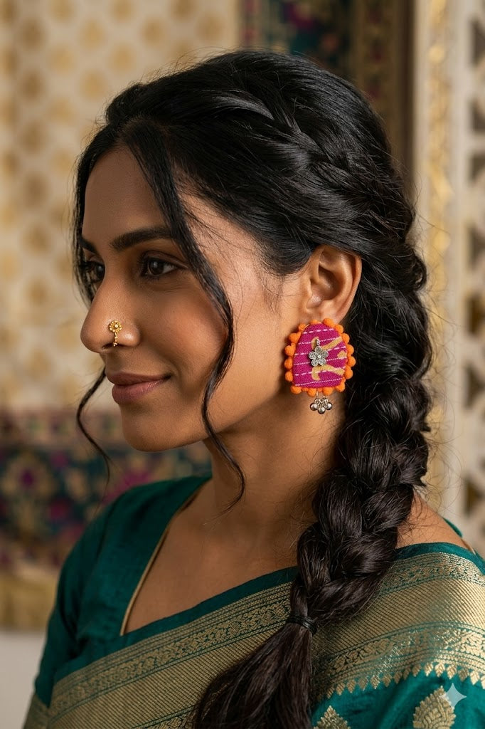 Ajrak U Shaped Earrings