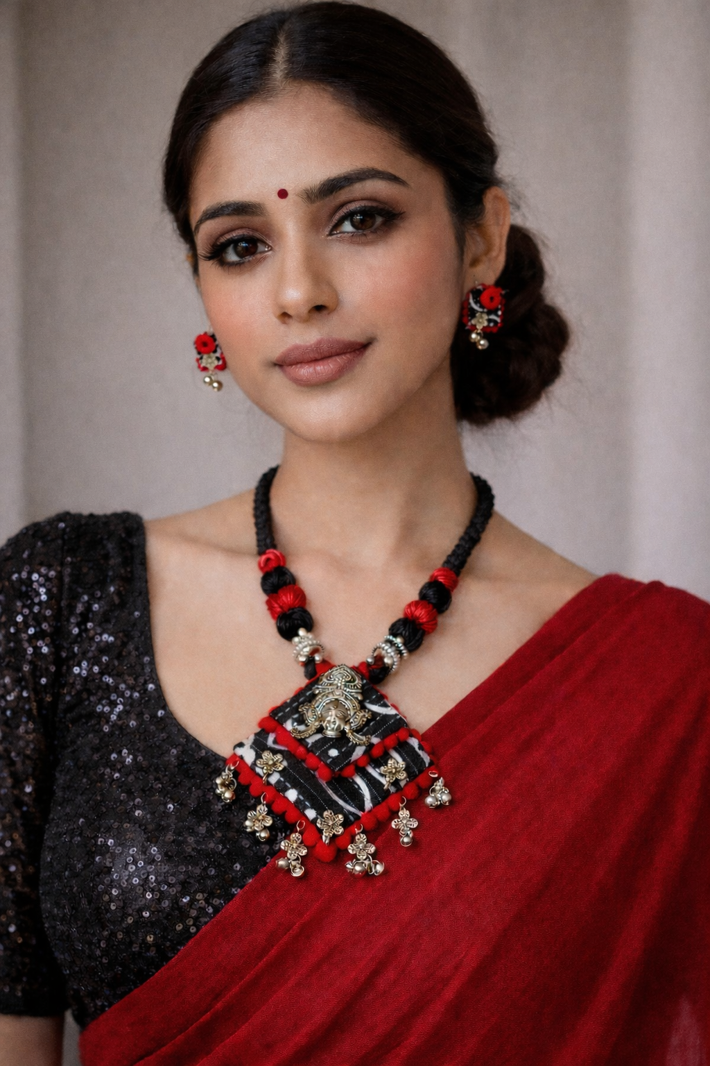 Fabric Jewellery With Goddess Pendant