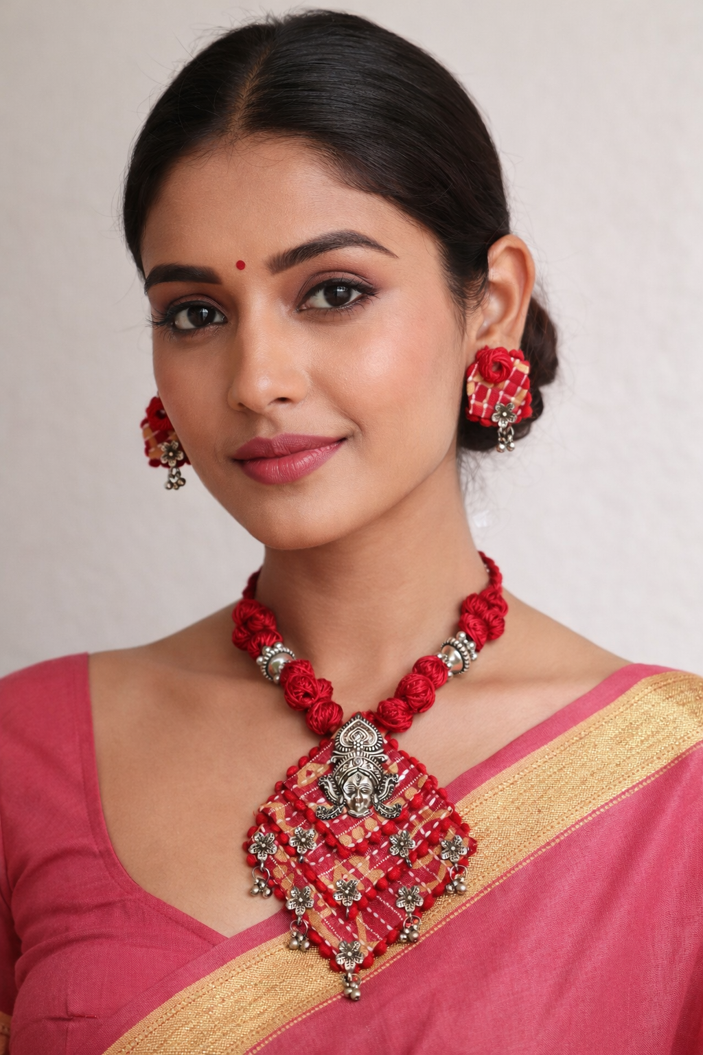 Fabric Jewellery With Goddess Pendant