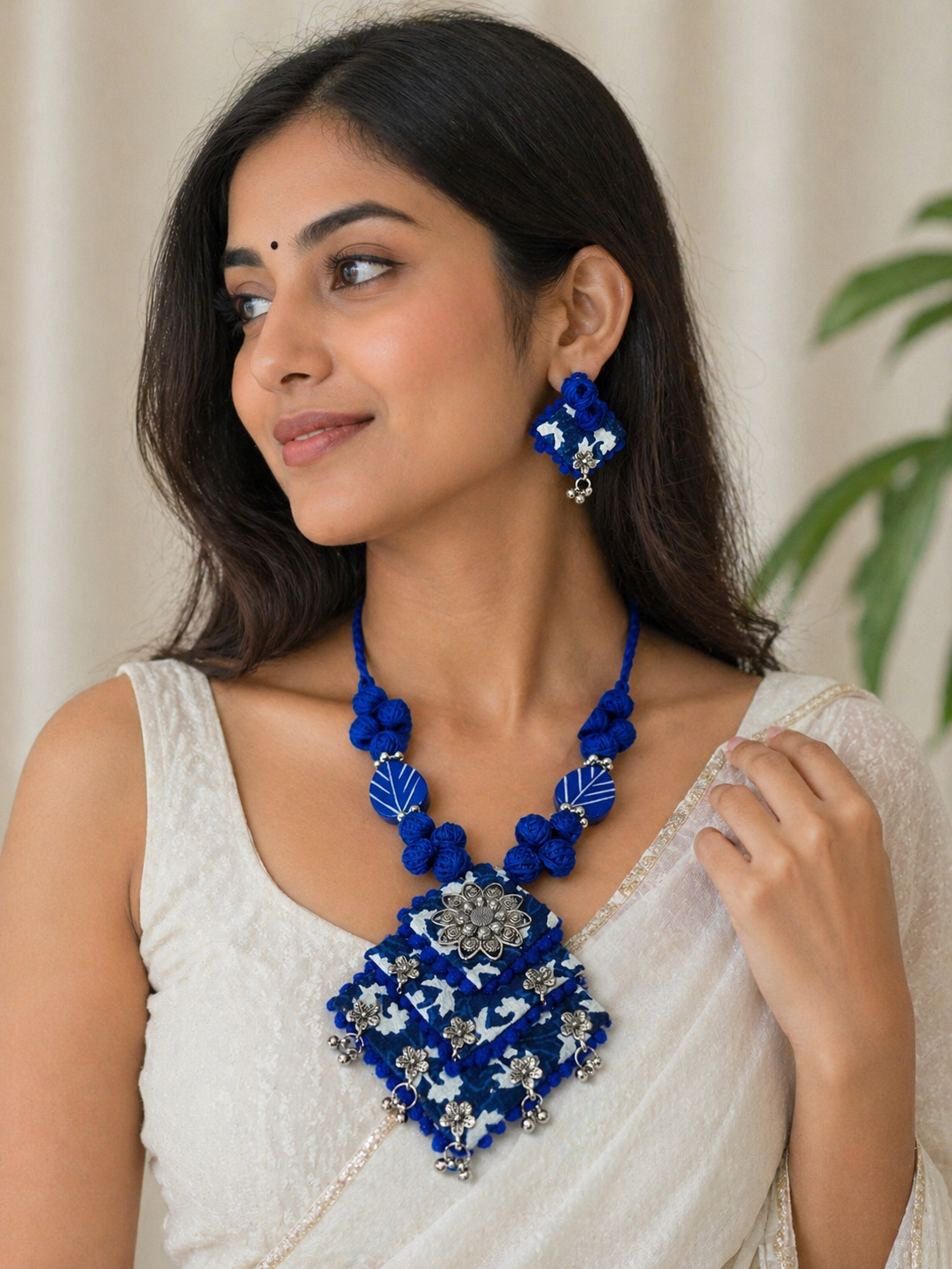 Floral Boho Fabric Necklace Set
