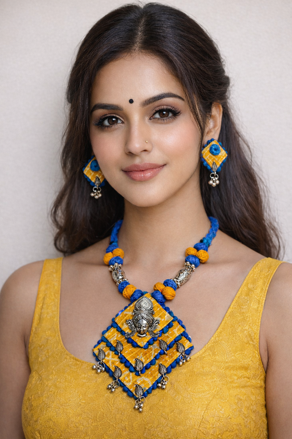 Fabric Jewellery With Goddess Pendant