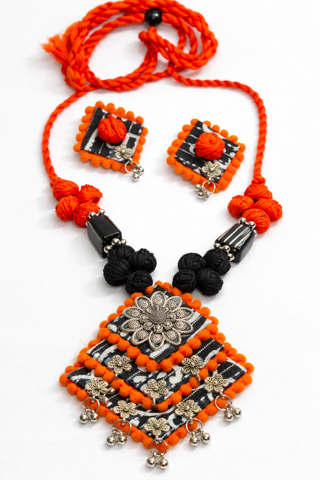 Floral Boho Fabric Necklace Set