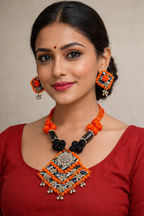 Floral Boho Fabric Necklace Set
