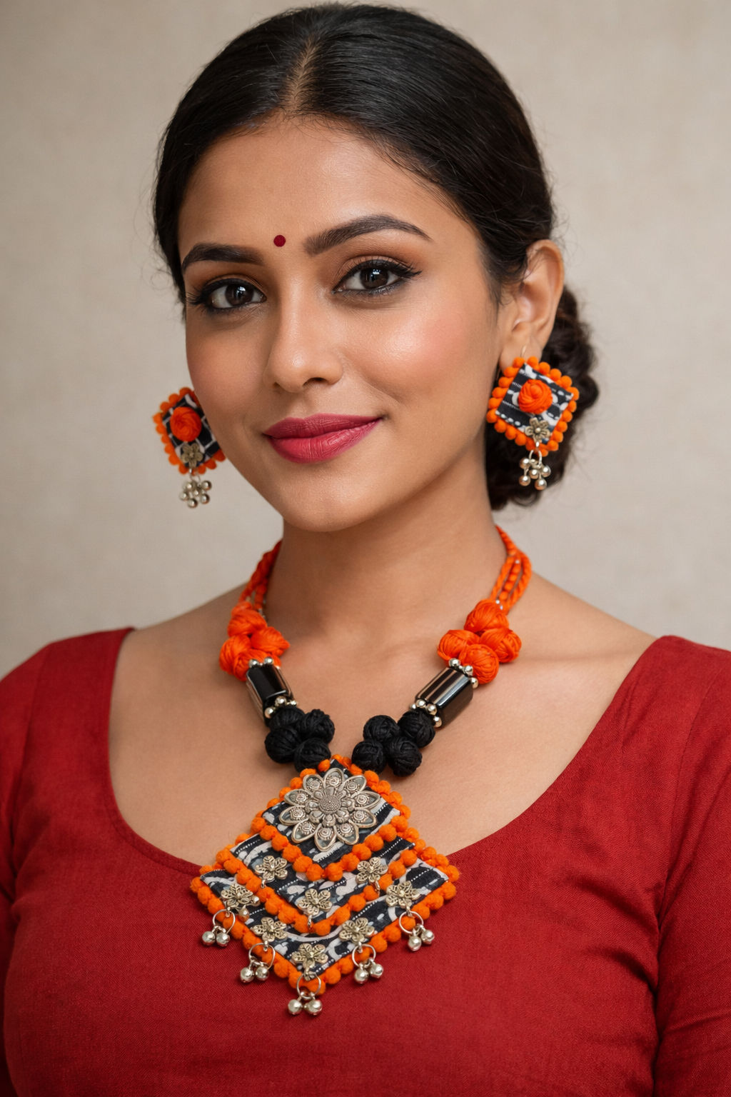 Floral Boho Fabric Necklace Set