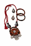 Boho Tribal Fabric Necklace & Bangle Set