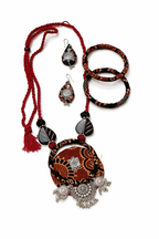 Boho Tribal Fabric Necklace & Bangle Set