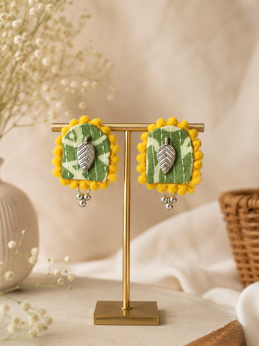Ajrak U Shaped Earrings